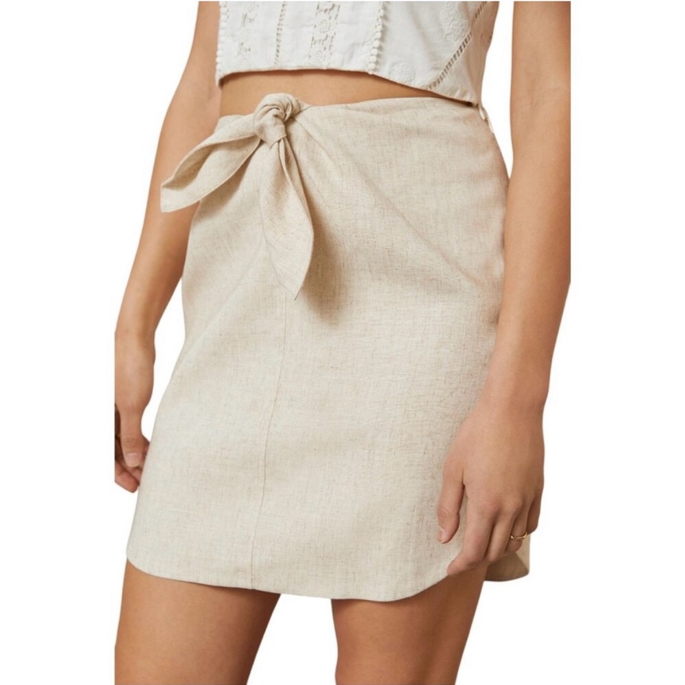 Anthropologie- Sunday In Brooklyn Linen Cream Mini Skirt